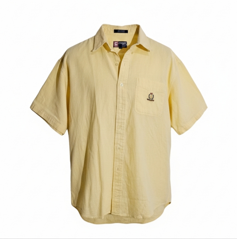 Chaps Light Yellow Casual Button Down Shirt